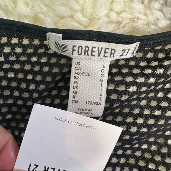 Forever 21 Black Mesh Long Sleeve Blouse - Picture 3 of 8